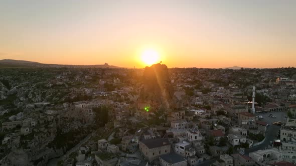 Awesome aerial view of Ortahisar 4 K Turkey Cappadocia