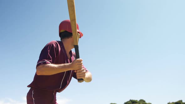 Batter hitting ball during practice session