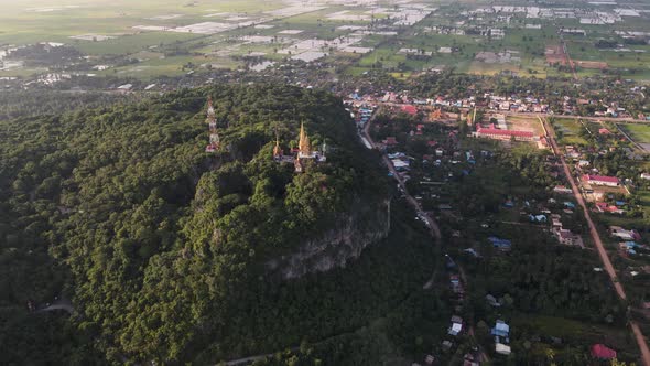 Aerial view of Phnom Sampov Mountain, Battambang, Cambodia.