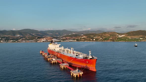 A gas tanker is at sea aerial view 4 K Turkey Alanya