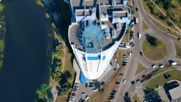 Aerial of Flying in City Kiev