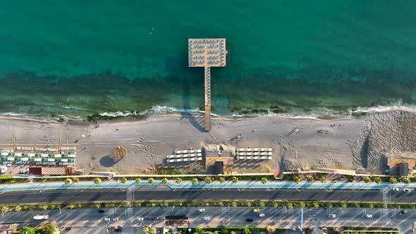 Pier by the sea aerial view Turkey Alanya 4 K