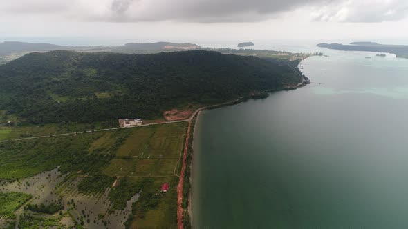 Fishing village near Sihanoukville in Cambodia seen from the sky