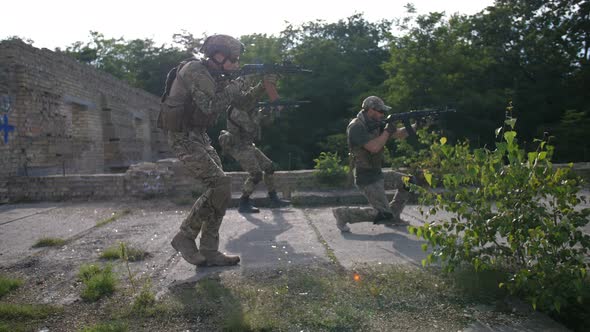 Army Combat Soldiers Aiming Weapons on Enemy Target