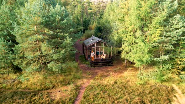 Wooden Hut in Autumn Forest in the Netherlands Cabin Off Grid Wooden Cabin Circled By Colorful