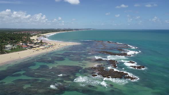 Northeast Brazil. Panorama landscape of beach natural pools.
