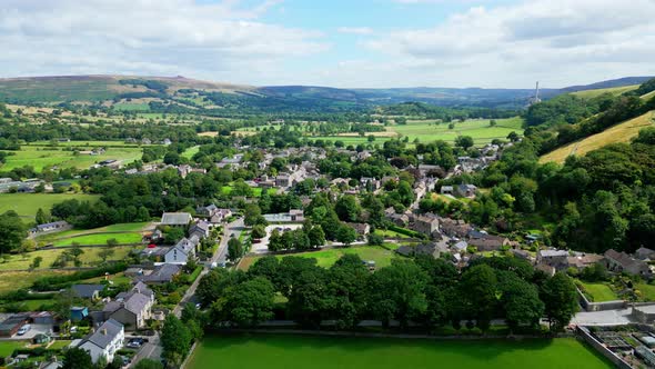 Village of Castleton in the Peak District National Park  Aerial View  Travel Photography