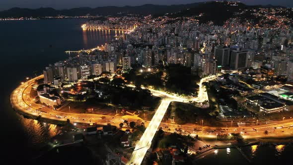 Night downtown Florianopolis Santa Catarina Brazil. Travel destination