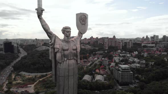 Aerial View of the Motherland Monument in Kyiv, Ukraine