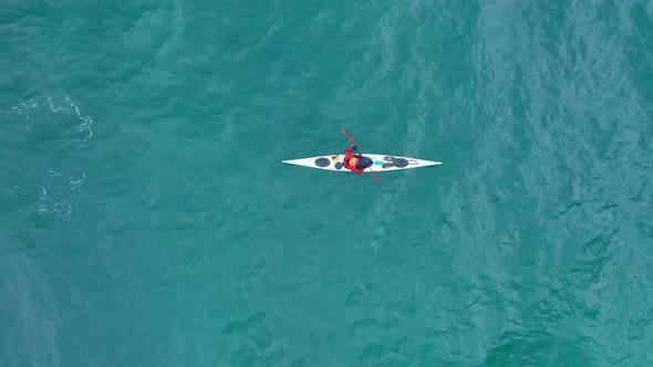 Active Outdoor Lifestyle and Adventure Travel on Sunny Day. Kayaking Sport Drone