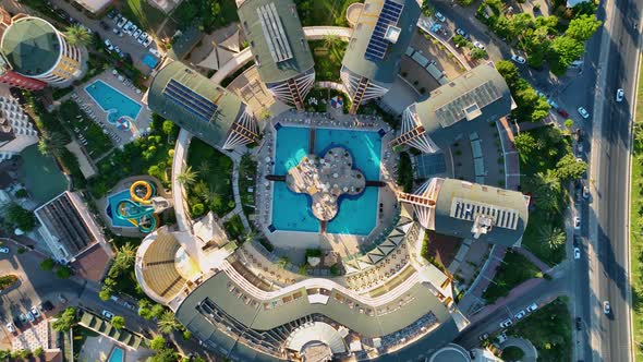 Infrastructure of hotels aerial view 4 K Turkey Alanya Avsallar