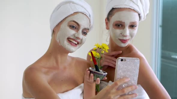 Beautiful Woman Having a Facial Treatment at Spa