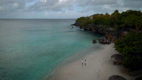 Playa Lagun Beach Cliff Curacao Beautiful Tropical Bay with White Sand and Blue Ocean Curacao