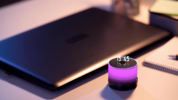Glowing Smart Speaker with Virtual Time Projection
