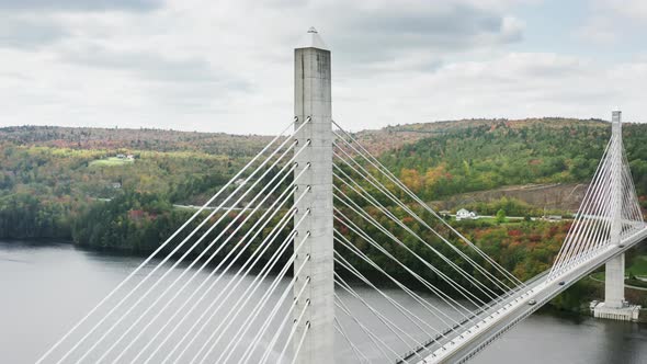 New England Historic Places Aerial  Scenic Structure of Penobscot Bridge USA