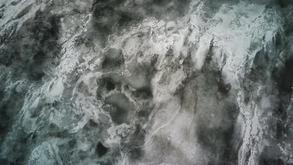 Aerial View of Ice Texture in Winter Season