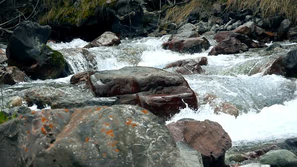 Mountain River Flows Along The Gorge 22