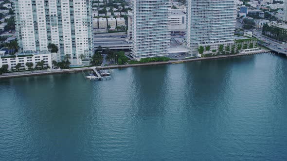 Aerial view of a dock in Miami