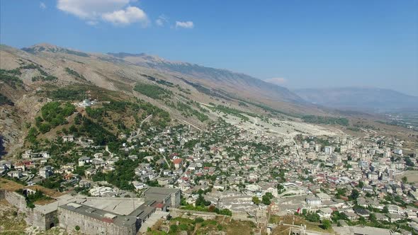 Castle with city in background in Albania