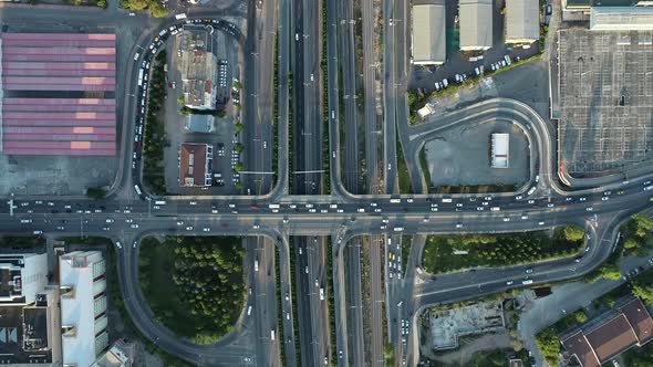 Aerial View of Highway And Overpass of The City