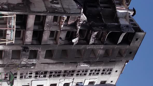 Vertical Video of a Bombed House During the War in Ukraine