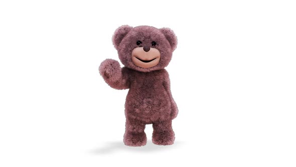 Teddy Bear Hello Loop On White Background