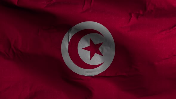 Tunisia Flag Textured Waving Background 4K