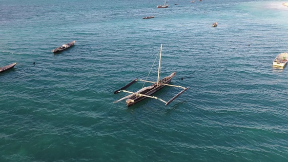 Traditional fishing boats in the Indian Ocean.