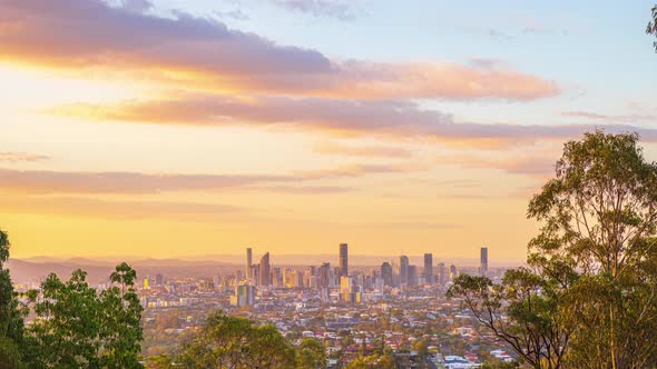 Brisbane Cbd Skyline Day to Night Timelapse