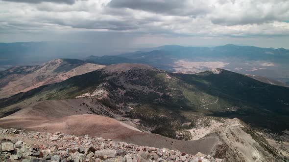 Clouds pass over Great Basin National Park as seen from Wheeler Peak summit - Nevada - Summer