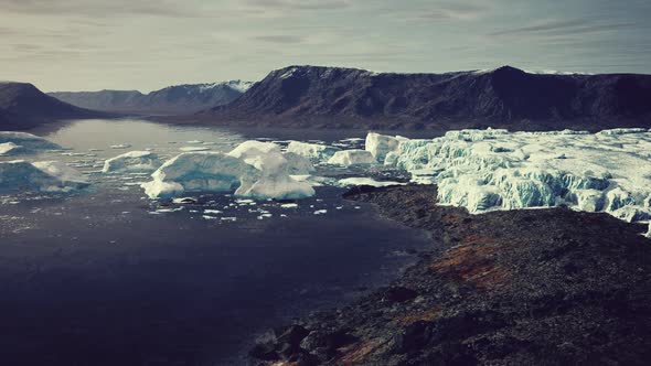 Glacier Flow Through the Mountains in Iceland