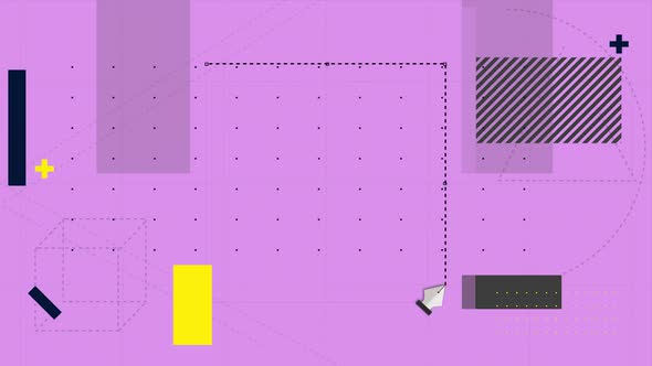 Software tools cutting a removing a section of pink grid background