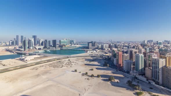 Aerial Skyline of Abu Dhabi City Centre From Above Timelapse