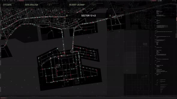 Satellite system ui scanning the selected sector to gather confidential data alt