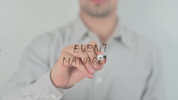 Event Management Writing on Screen with Hand