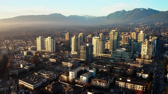 Lonsdale Village In North Vancouver, Canada - aerial drone shot