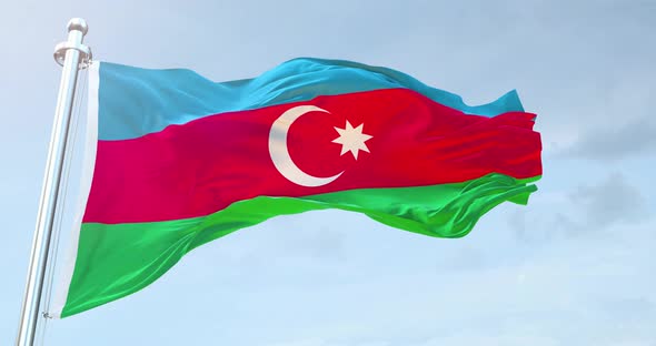 Azerbaijan Republic Flag Waving loop 4K