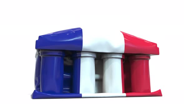Deflating Inflatable Bank Building with Flag of France alt