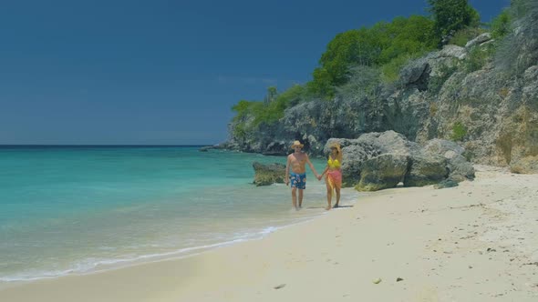 View of the White Beach Grote Knip Curacao Netherlands with a Blue Ocean Curacao Caribbean Island