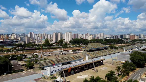 Brazilian carnival sambadrome empty due coronavirus lockdown.