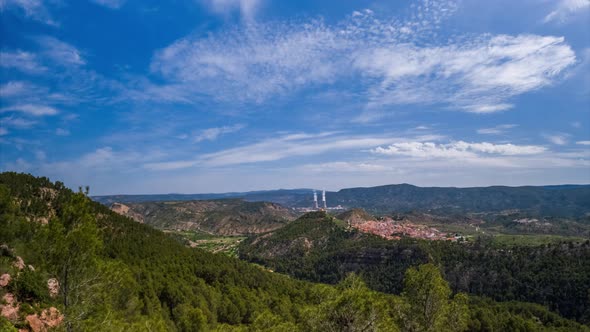 Nuclear Plant Old Castle and Clear Sky Timelapse