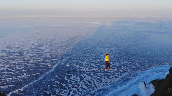 Aerial View of the Fearless Tightrope Walker.