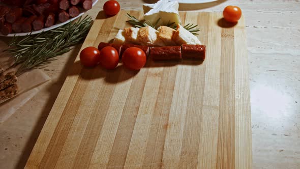 Flat Lay of Cheese and Meat Platter