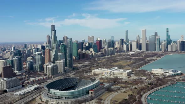 Aerial Shot of Chicago in Spring