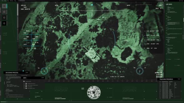 Modern army weapon search technology has detected the enemy tank in a field alt