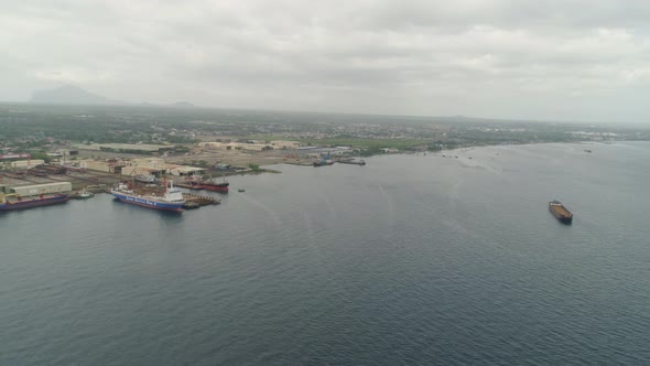 Cargo Ships in the Harbor. Batangas, Philippines