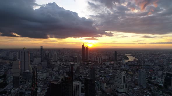 4k Aerial city view of Bangkok dowtnown, Flying over Bangkok, Thailand.