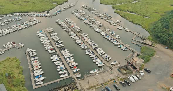 Many Yachts in the Anchored Bay the Pier Yachts Marina Near Ocean Bay