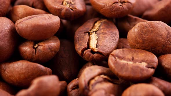 Closeup Shot of Aromatic Roasted Whole Coffee Beans As a Natural Background