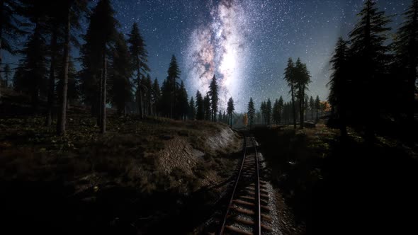 The Milky Way Above the Railway and Forest